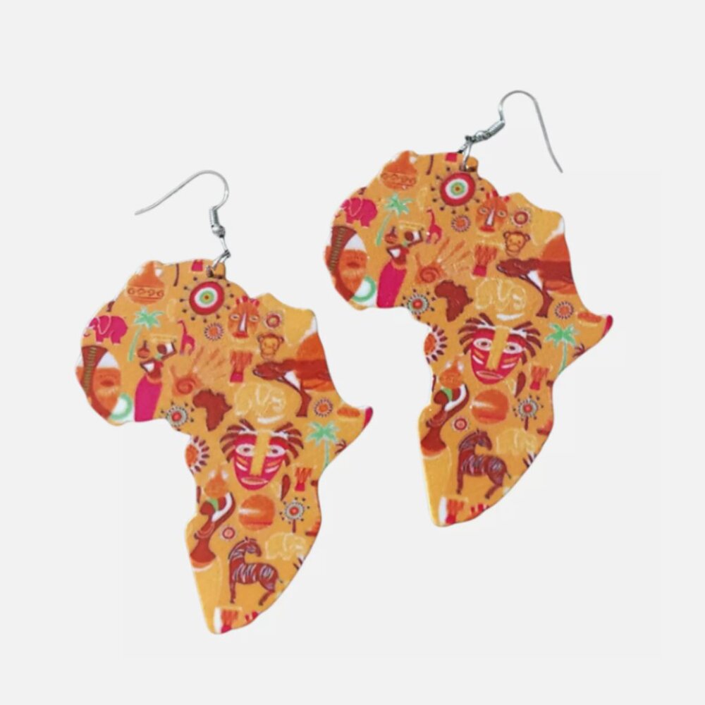 Afrocentric Earrings / African Ethnic Earrings / Wooden Earrings